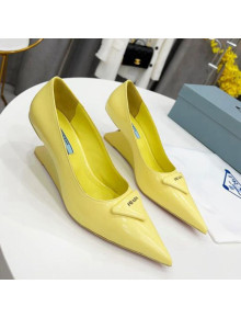 Prada Brush Leather Pumps 6.5cm Yellow 2022 24