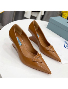 Prada Brush Leather Pumps 6.5cm Brown 2022 25