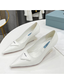 Prada Brush Leather Pumps 6.5cm White 2022 26