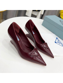 Prada Brush Leather Pumps 6.5cm Burgundy 2022 28