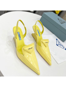 Prada Brush Leather Slingback Pumps 6.5cm Yellow 2022 34