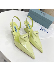 Prada Brush Leather Slingback Pumps 6.5cm Yellow 2022 36