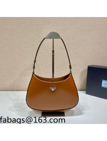 Prada Cleo Brushed Leather Hobo Bag 1BC499 Cinnamon Brown 2022