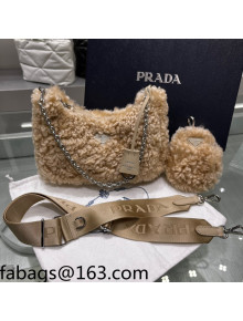 Prada Re-Edition 2005 Wool and Cashmere Mini Hobo Bag 1BH204 Beige 2022