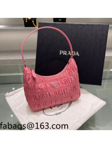 Prada Re-Edition 2000 Ruffled Nylon Mini Hobo Bag 1NE515 Pink 2022