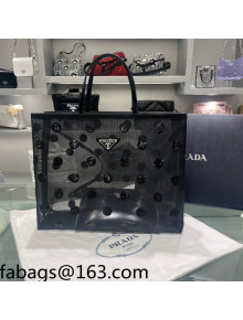 Prada Polka-dot Mesh Tote Bag 1BG416 Black 2022