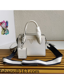 Prada Saffiano Leather Monochrome Top Handle Bag 1BA269 White 2022