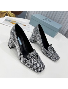 Prada Crystal Loafers 7cm 1D764M Silver 2022