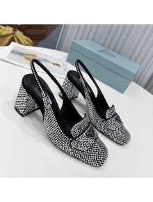 Prada Crystal Slingback Loafers 7cm Silver 2022 52