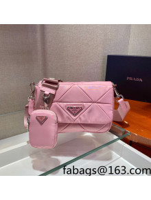 Prada System Nylon Patchwork Shoulder Bag 1BD292 Pink 2022