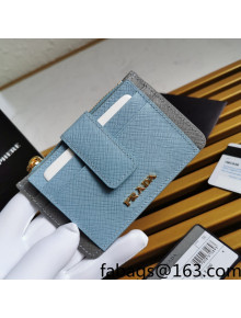 Prada Saffiano Leather Card Holder Wallet 1MC038 Blue/Grey 2022 02