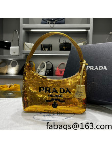 Prada Re-Edition 2000 Sequins Mini Hobo Bag 1NE515 Gold 2022