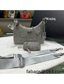 Prada Re-Edition 2005 Crystal Shoulder Bag 1BH204 Grey 2022