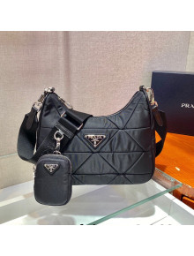 Prada System Nylon Patchwork Shoulder Bag 1BC151 Black 2022