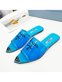 Prada TPU Flat Mules Blue 2022 032382