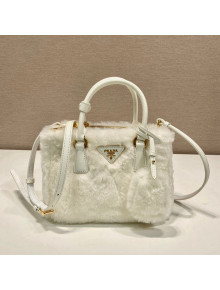  Prada Galleria Shearling Mini Bag 1BA906 White 2023