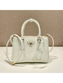  Prada Small Galleria Quilted Saffiano Leather Bag 1BA896 White 2023