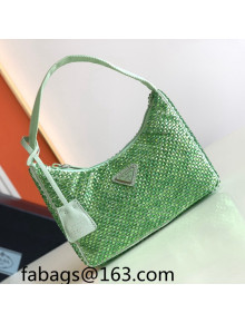  Prada Re-Edition 2000 Crystal Mini Hobo Bag 1NE515 Green 2023 