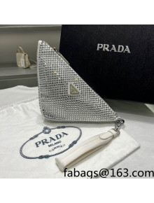 Prada Triangle Crystal Pouch 1NE039 White/Silver 2022