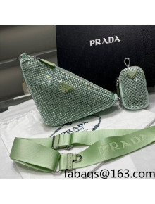 Prada Crystal Triangle Shoulder Bag 1BH190 Green 2022