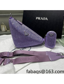 Prada Crystal Triangle Shoulder Bag 1BH190 Purple 2022