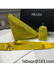 Prada Crystal Triangle Shoulder Bag 1BH190 Yellow 2022