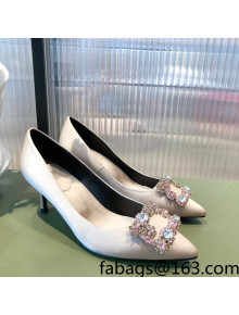 Roger Vivier Satin Crystal Buckle Pumps 6.5cm Nude Pink 2022 25