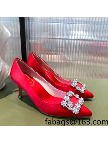 Roger Vivier Satin Crystal Buckle Pumps 6.5cm Red 2022 26