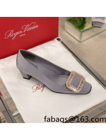 Roger Vivier Satin Crystal Buckle Pumps 4.5cm Grey 2022 07