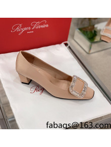 Roger Vivier Satin Crystal Buckle Pumps 4.5cm Beige 2022 08