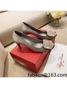 Roger Vivier Satin Crystal Buckle Pumps 6.5cm Grey 2022 11