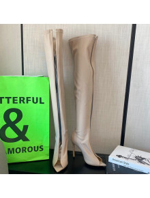 Gianvito Rossi Hiroko Lycra Fabric High Heel Over-knee Boots 10.5 cm Beige 2022