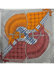 Hermes Masan Silk Square Scarf 90x90cm Grey 2022 