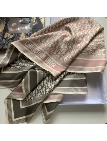 Dior Bi-Color Oblique Silk Square Scarf 90x90cm Pink/Grey 2022 033079