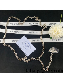 Prada Triangle Logo Chain Belt Silver/Black 2022 031167