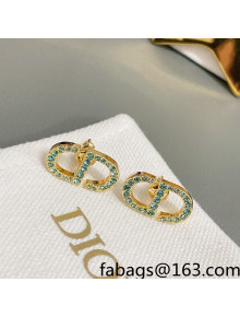 Dior Crystal CD Stud Earrings Blue 2022 040225