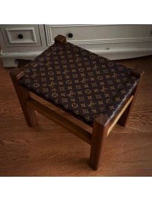 Louis Vuitton Wood and Monogram Leather Stool Orange 2022 040291