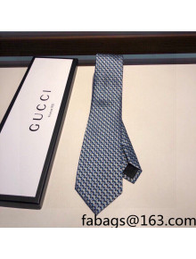 Gucci Embroidered G Silk Tie Blue 2022 031084