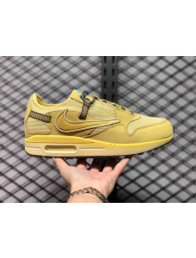 Travis Scott X Nike Air Max 1 Wheat/Lemon Drop-Baroque Brown-Chile Red DO9392-700