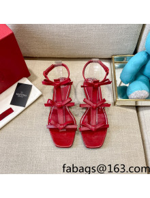 Valentino Lambskin Bow Flat Sandals Red 2021 38