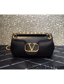 Valentino Stud Sign Nappa Leather Shoulder Bag Black 2021