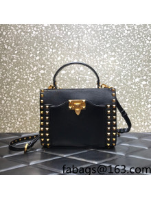 Valentino Small Rockstud Calfskin Tote Bag 0056 Black 2022