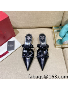 Valentino Lambskin Bow Mules Black 2022 81