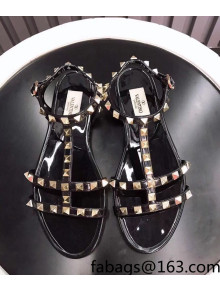 Valentino PVC Stud Flat Sandals Black 2022 85