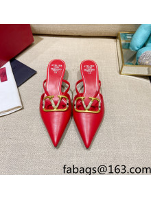 Valentino VLogo Lambskin Heel Mules Red 2022 60