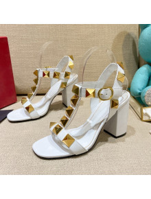 Valentino Roman Stud Calfskin Sandals 9cm White 2022 69