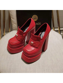 Versace Intrico High Heel Platform Loafers Pumps 15.5cm Red 2022 