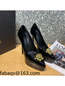 Versace La Medusa Patent Leather Plarform Pumps 14.5cm Black 2022 