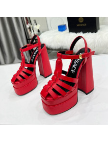 Versace Calfskin La Medusa Platform Sandals 15.5cm Red 2022 