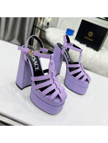 Versace Calfskin La Medusa Platform Sandals 15.5cm Purple 2022 